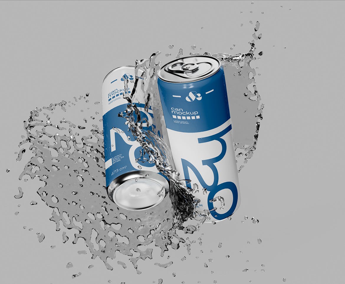 苏打水罐子/易拉罐样机 Soda or Bird Can Mockup