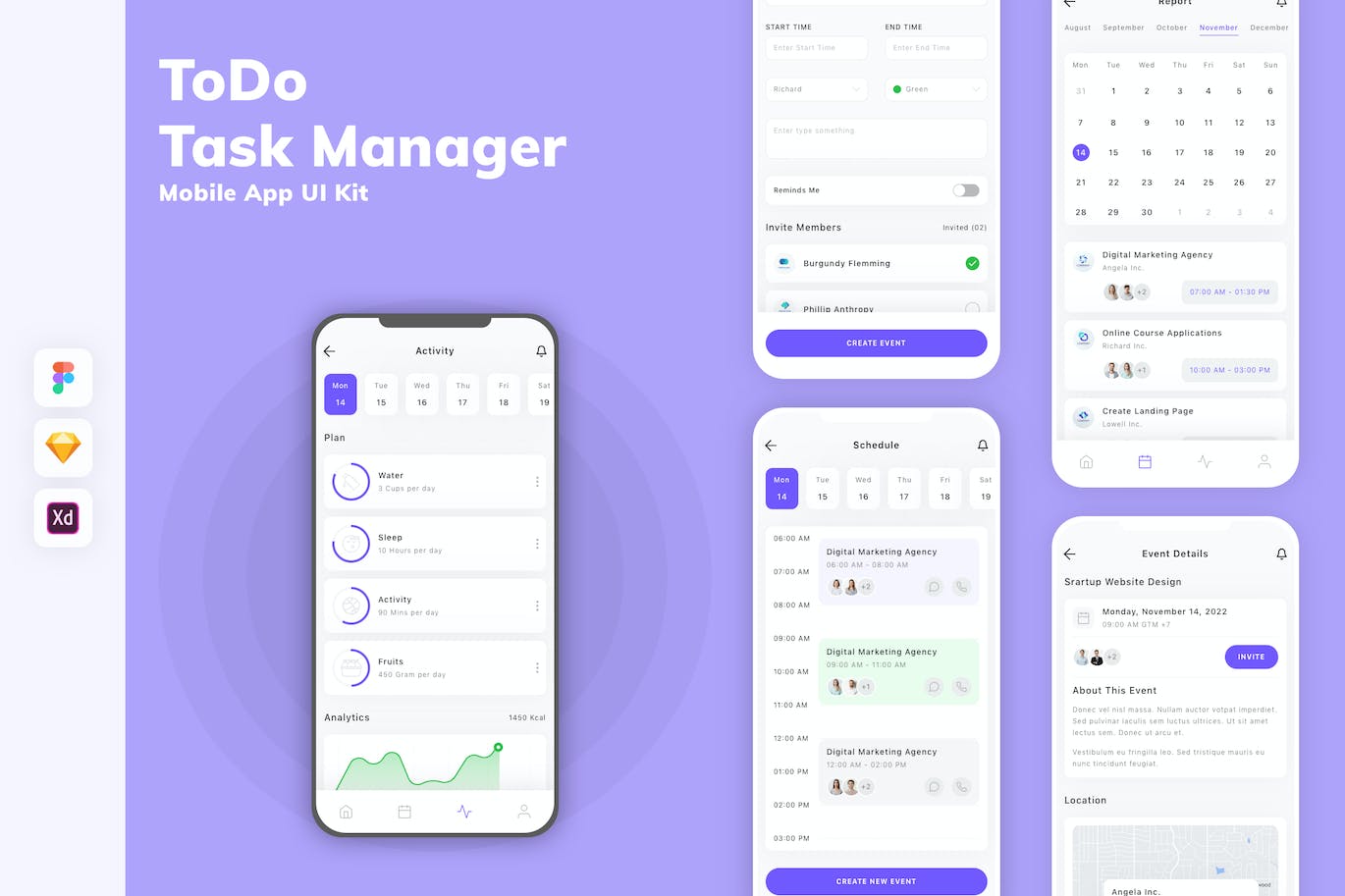 ToDo 和任务管理器移动应用 UI 套件 ToDo &#038; Task Manager Mobile App UI Kit