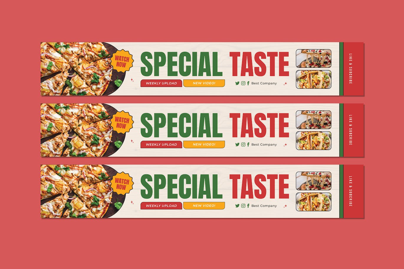 YouTube 美食频道Banner设计模板 Youtube Banner Special Taste