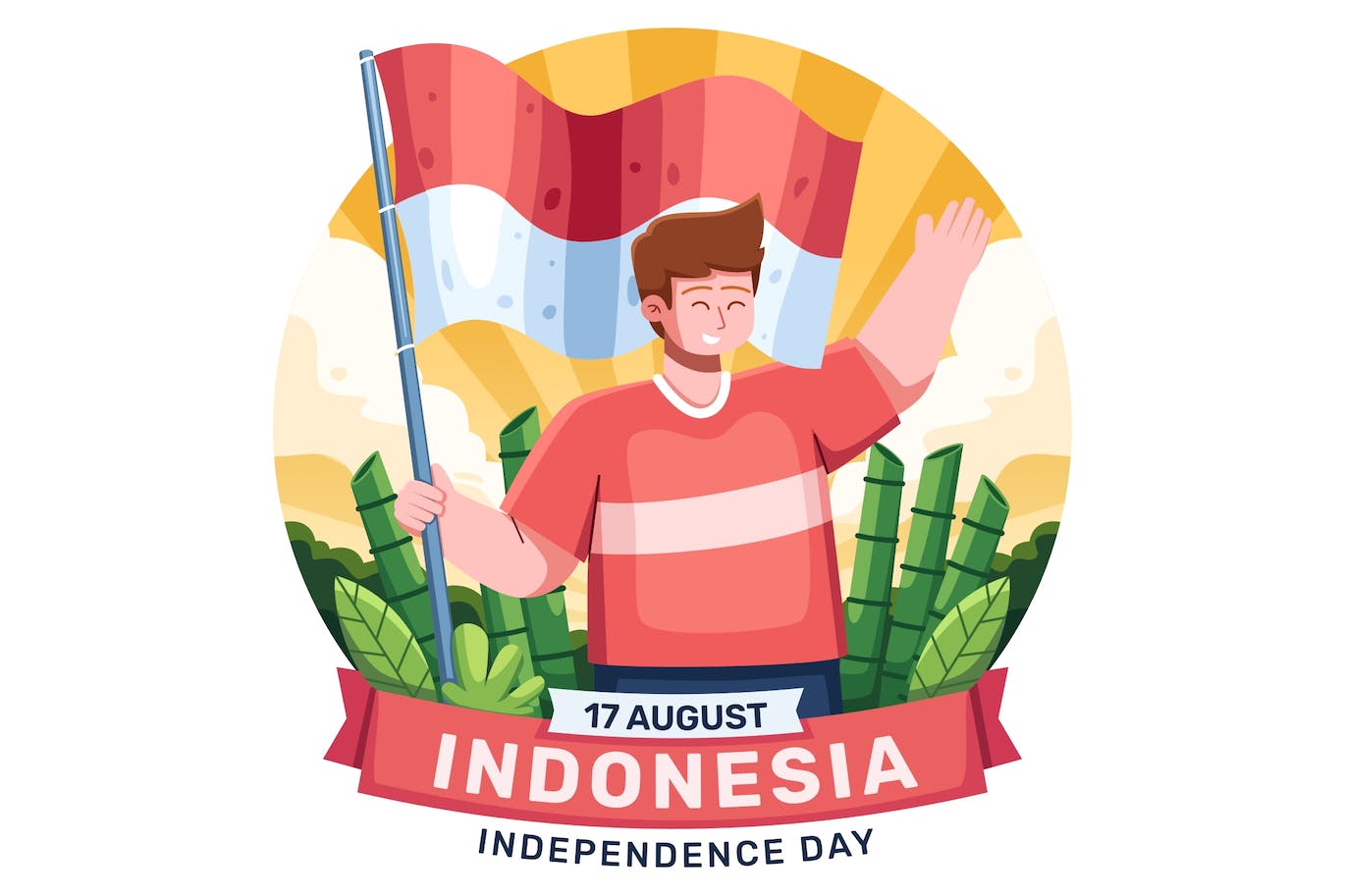 印度尼西亚独立日主题矢量插画 17th August Indonesia Independence Day