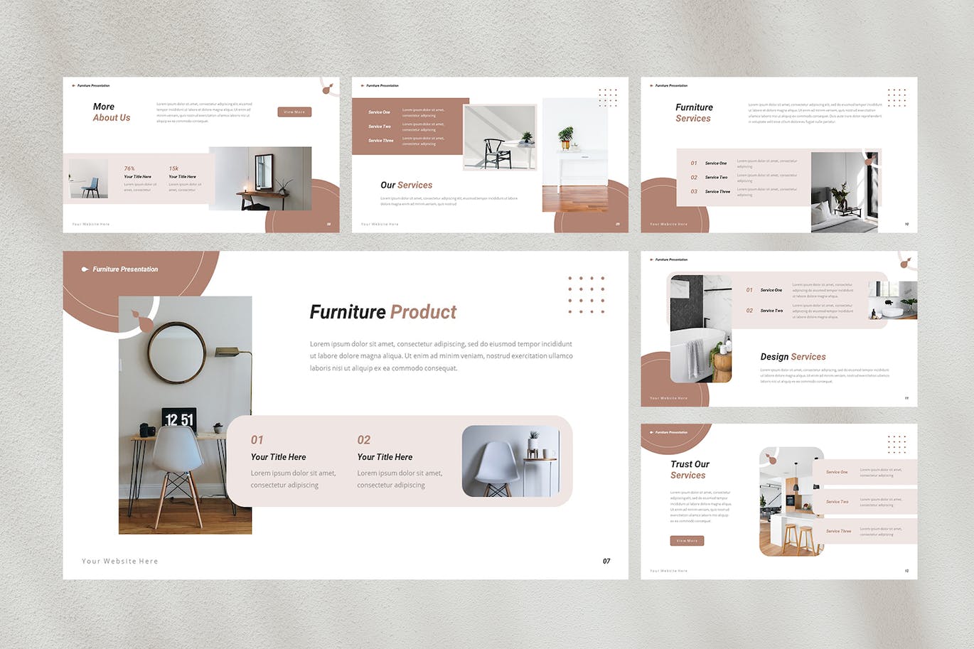 家具品牌谷歌幻灯片模板 Furnica — Furniture Google Slides Template