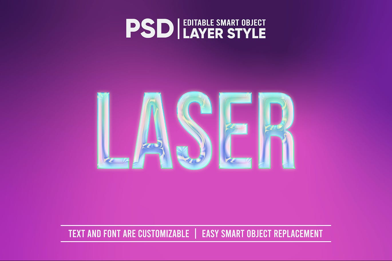 激光全息文字效果PSD模板 Laser Hologram Text Effect