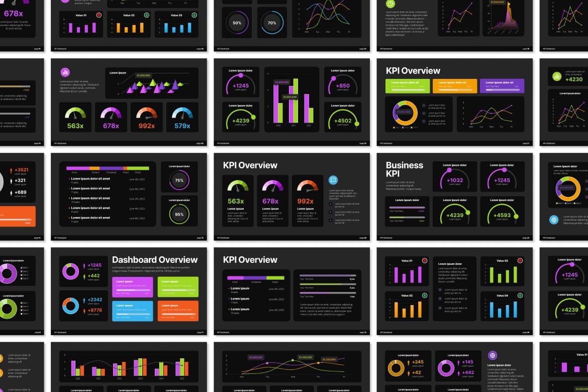 KPI数据报告PPT模板 KPI Dashboard Template