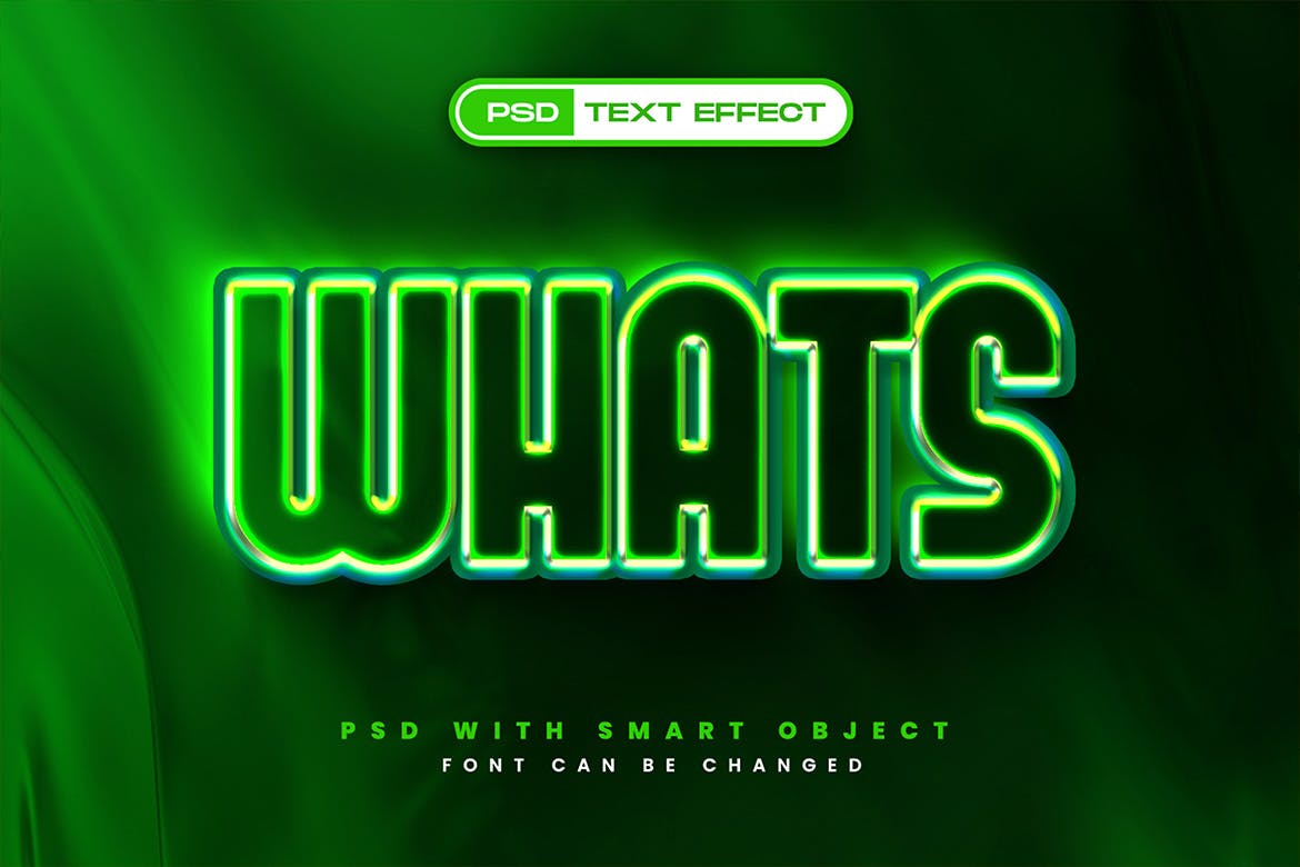 金属边框效果立体字体PSD模板 Whats Text Effect