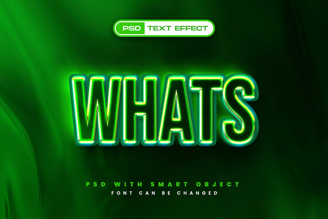 金属边框效果立体字体PSD模板 Whats Text Effect