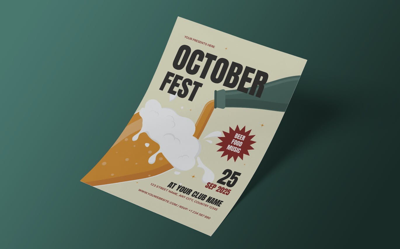 慕尼黑啤酒节活动传单模板 October Fest Event Flyer