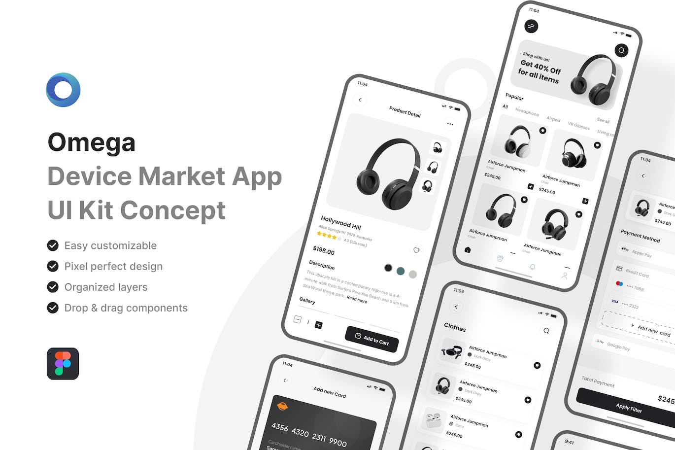 电子设备电商APP应用程序 UI 套件 Omega &#8211; Ecommerce App UI Kit