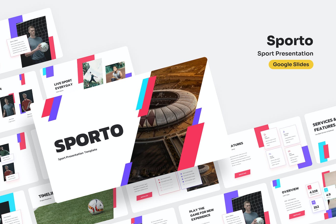 体育主题 Google 幻灯片演示文稿 Sporto &#8211; Sport Google Slides Presentation