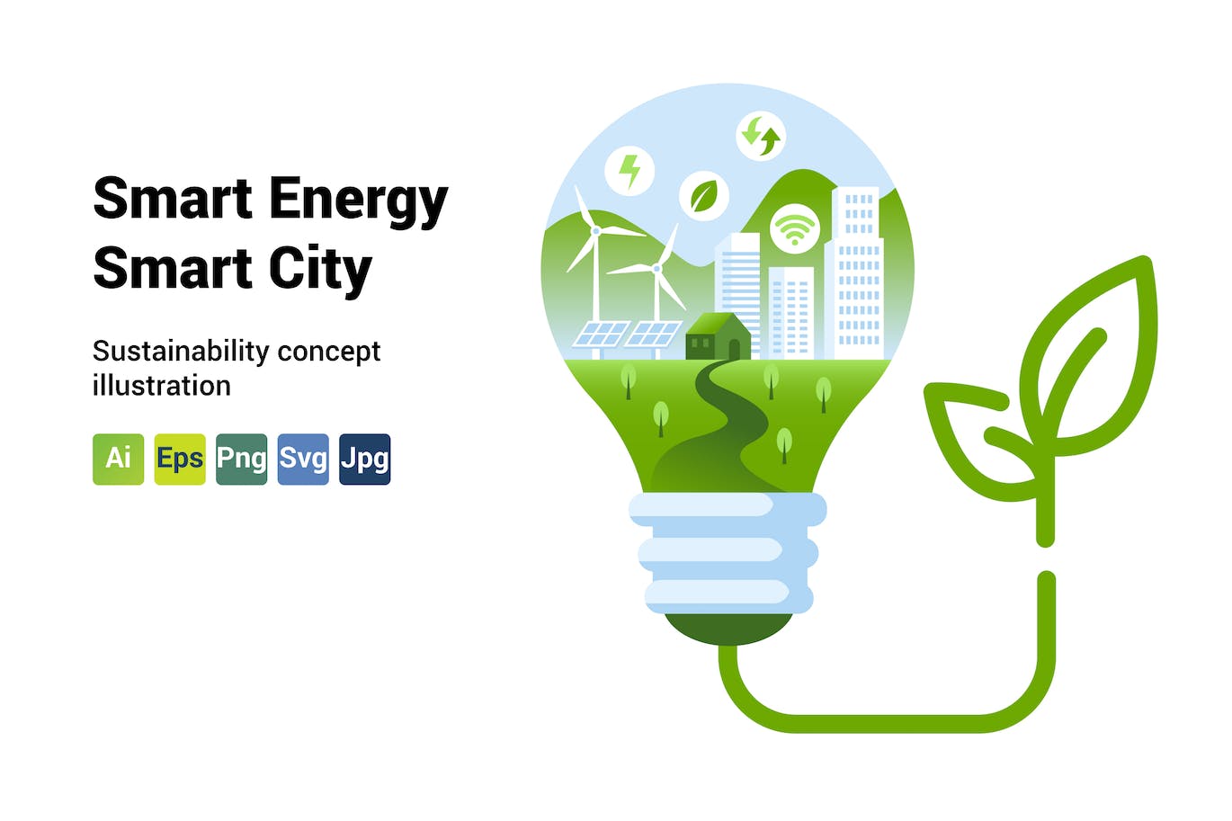 智慧能源/智慧城市矢量图形素材 Smart Energy Smart City