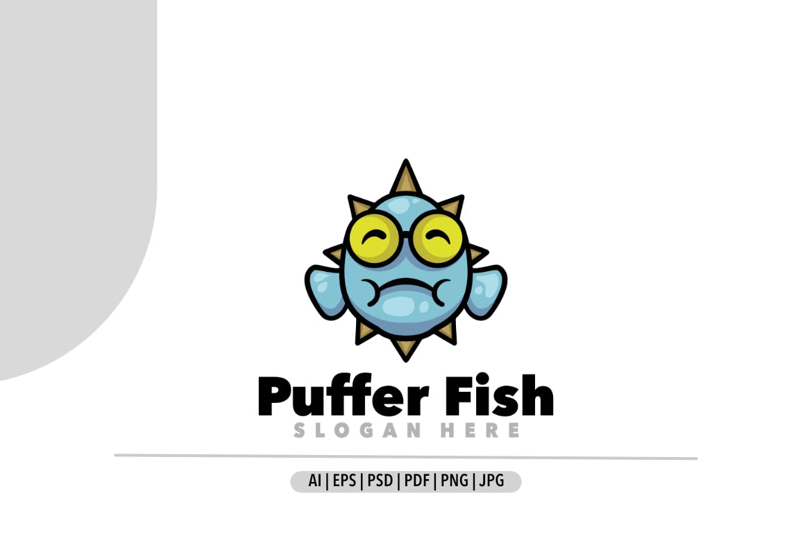 河豚鱼Logo设计模板 Puffer Fish