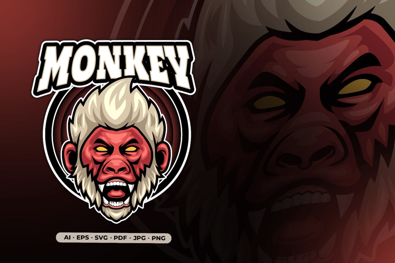 猴子吉祥物竞技体育标志设计 Monkey Mascot Logo for Gaming and Sports Logo