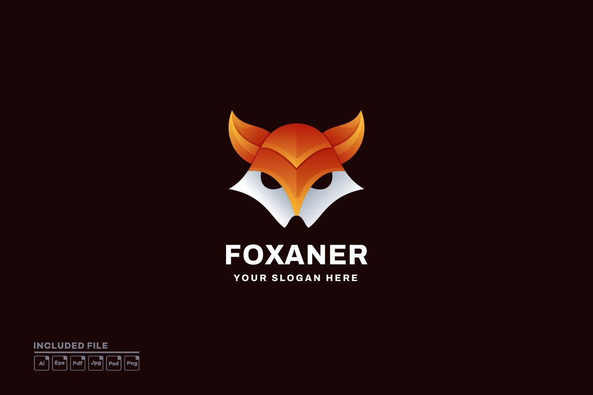 狐狸渐变色标志设计模板 Fox Logo