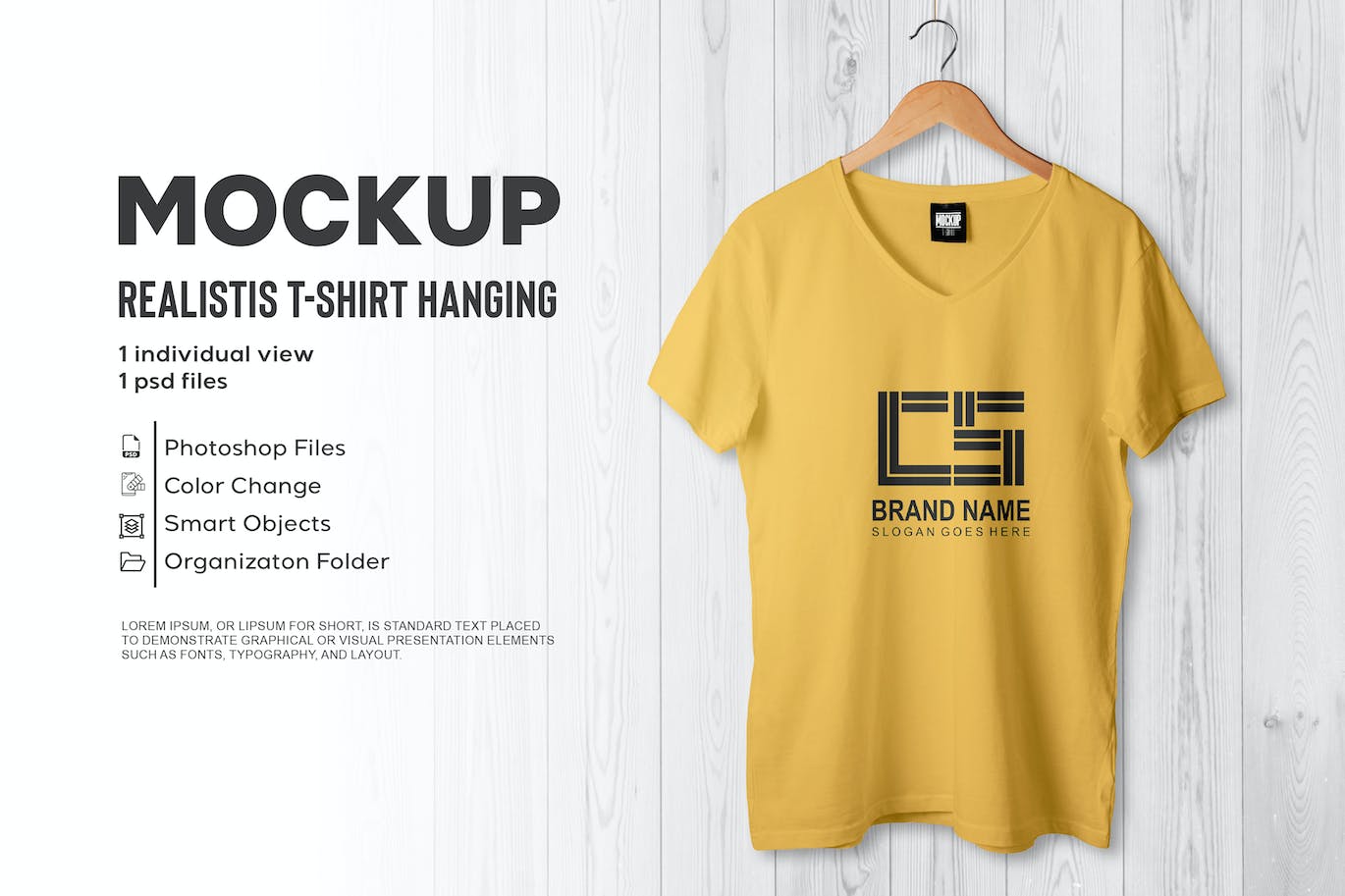 V领 T 恤样机 T-SHIRT MOCKUP