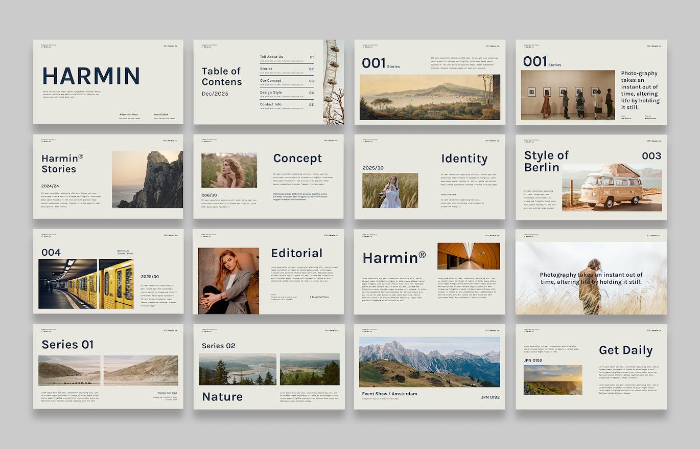现代创意作品集展示 PPT 模板 Harmin &#8211; Modern Creative Portfolio Presentation