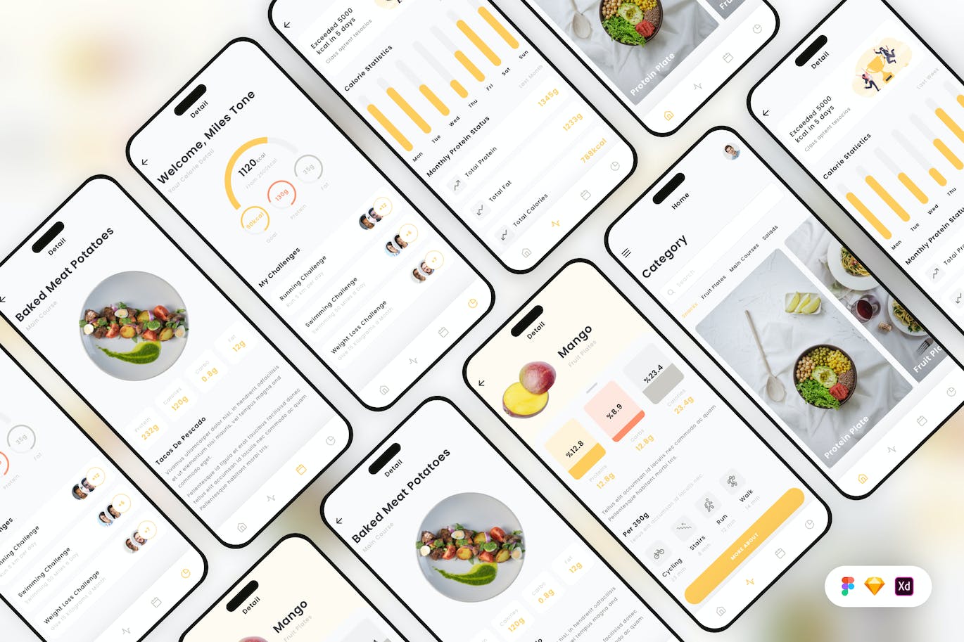 卡路里热量追踪移动应用 UI 套件 Calorie Tracking Mobile App UI Kit