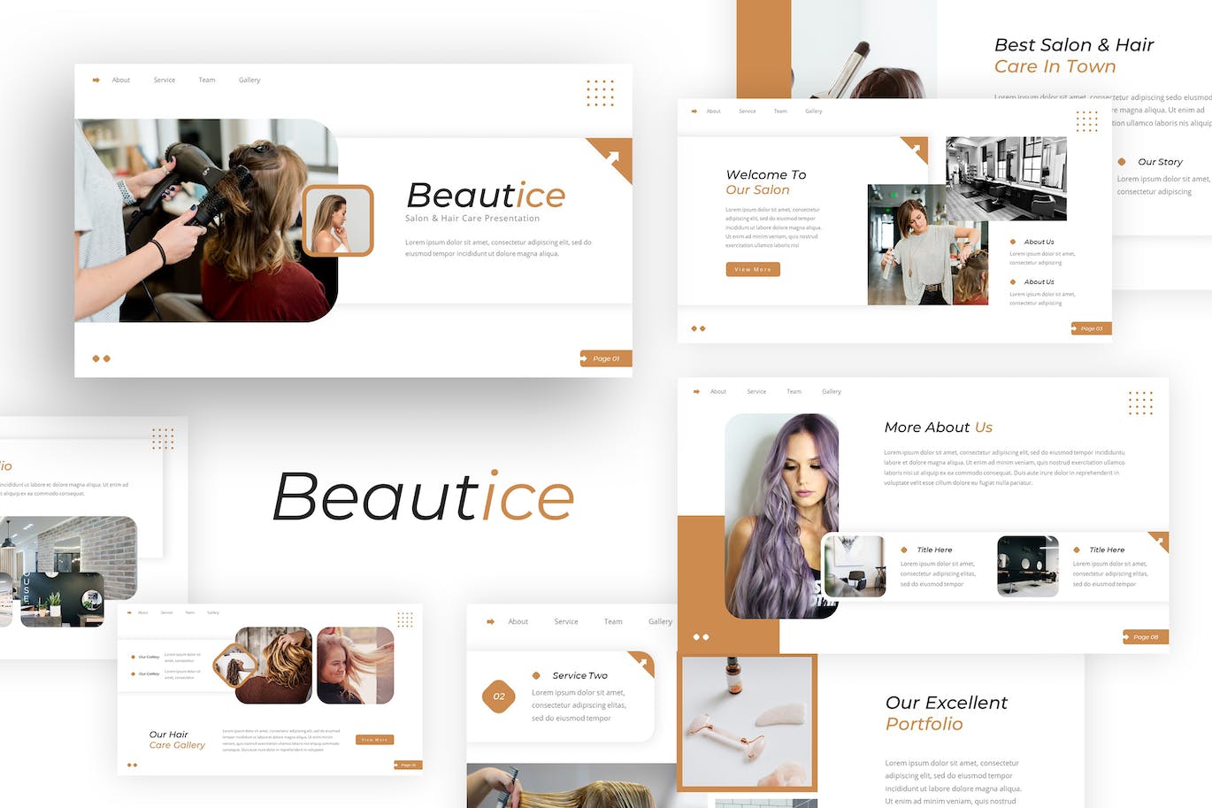 沙龙和头发护理主题演讲Keynote模板 Beautice — Salon &#038; Hair Care Keynote Template