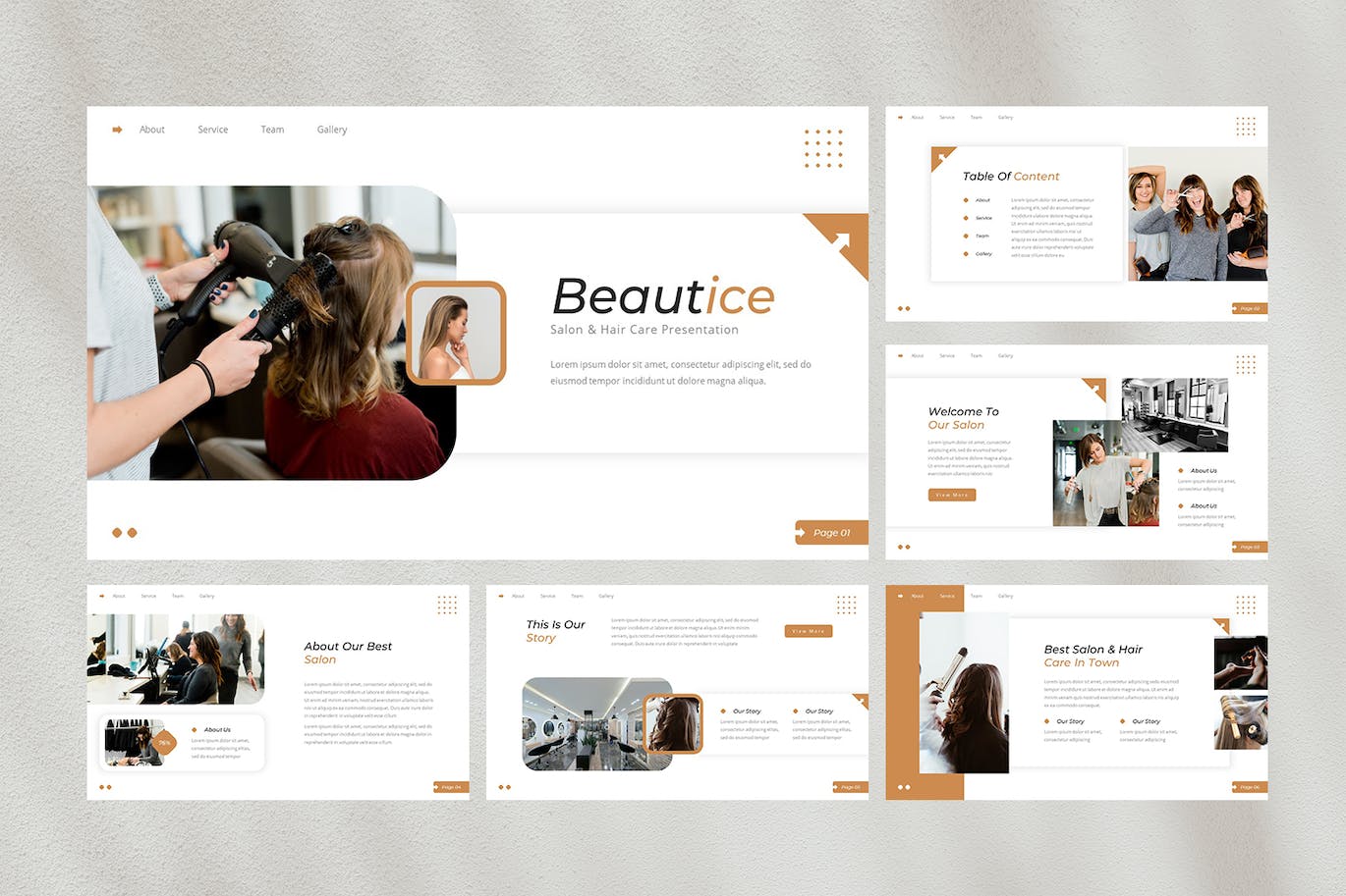 沙龙和头发护理主题演讲Keynote模板 Beautice — Salon &#038; Hair Care Keynote Template