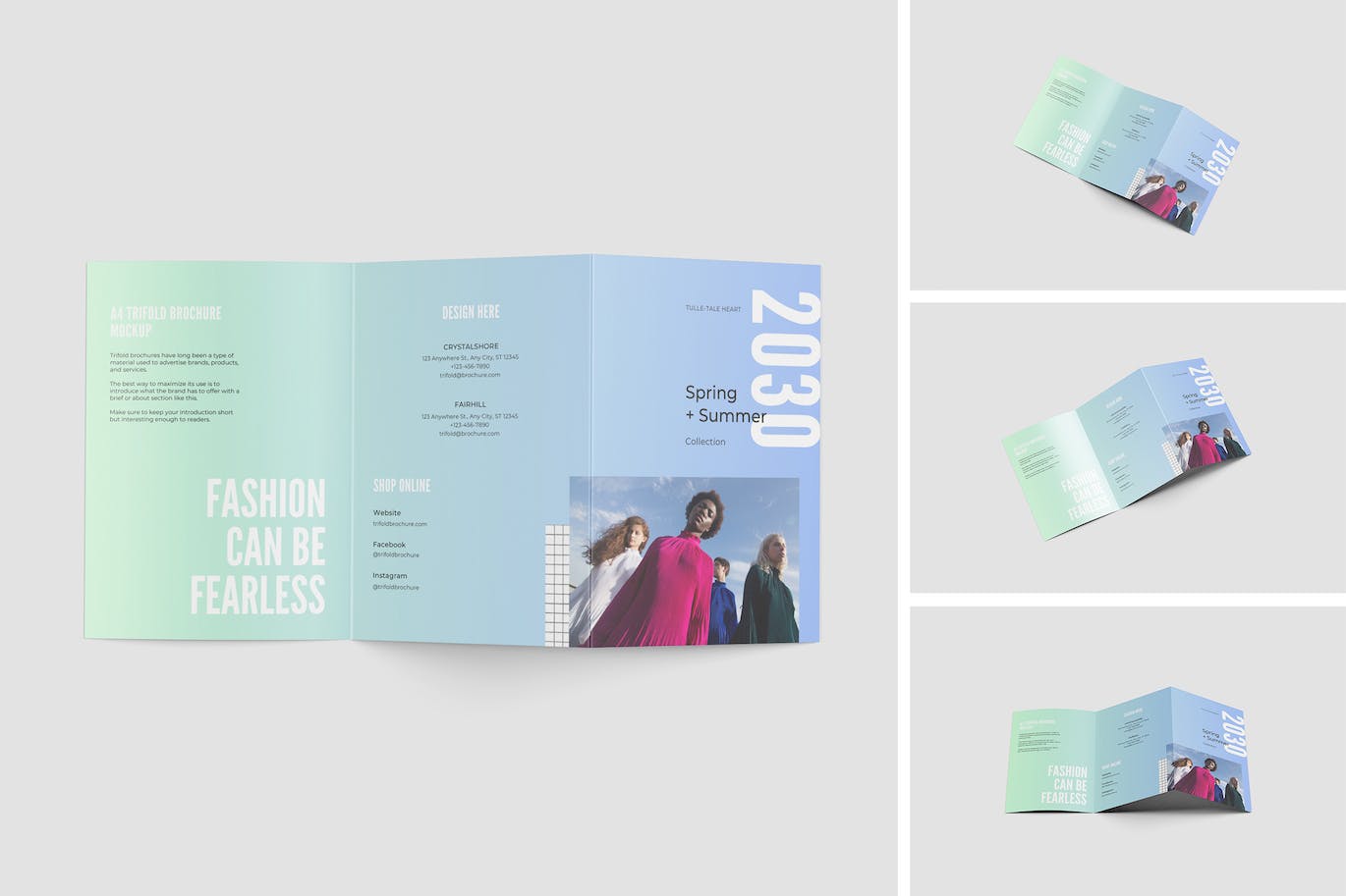 A4 三折小册子样机 A4 Trifold Brochure Mockup