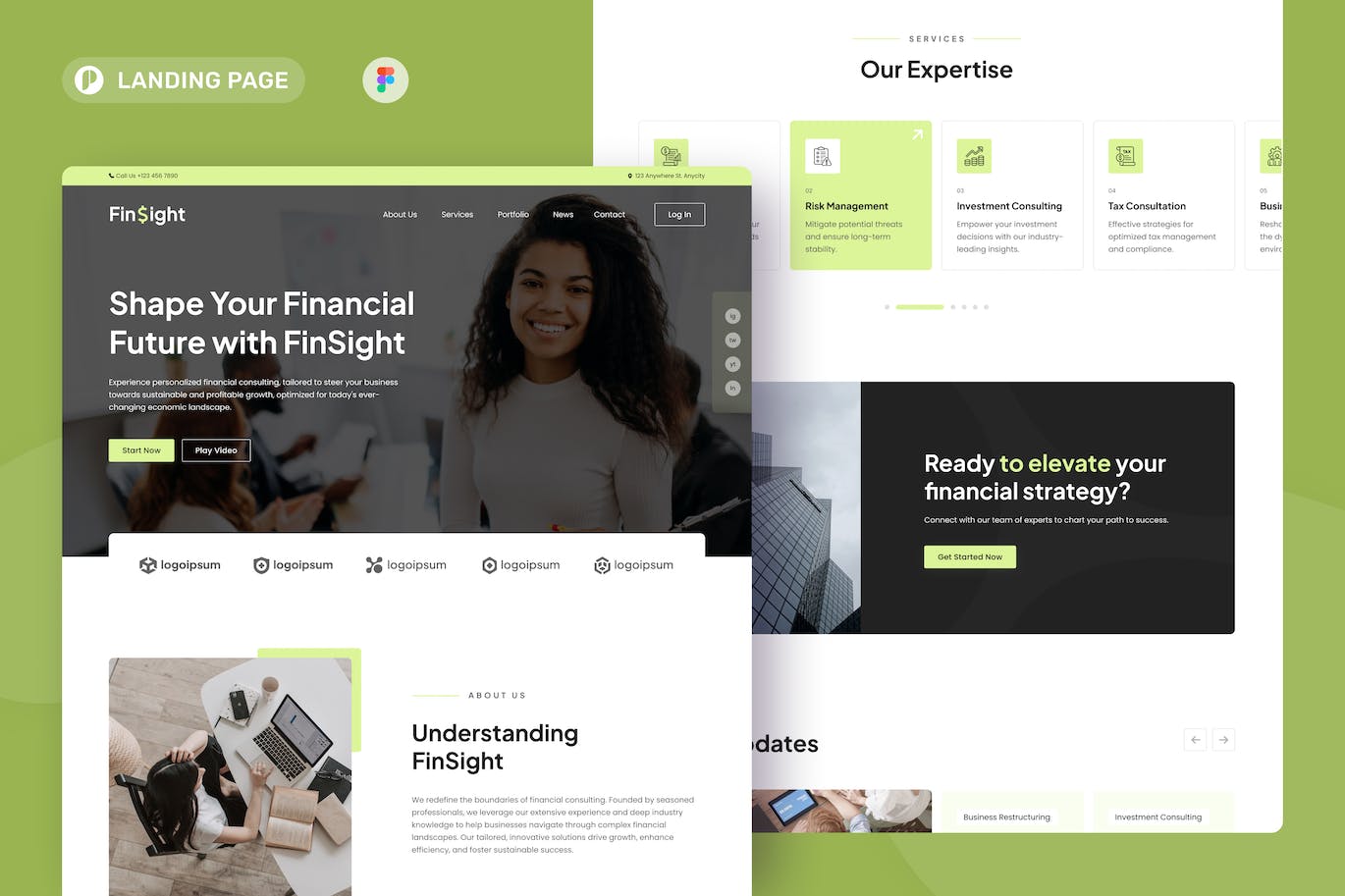 财务咨询企业网站设计Figma模板 Finance Consulting Landing Page