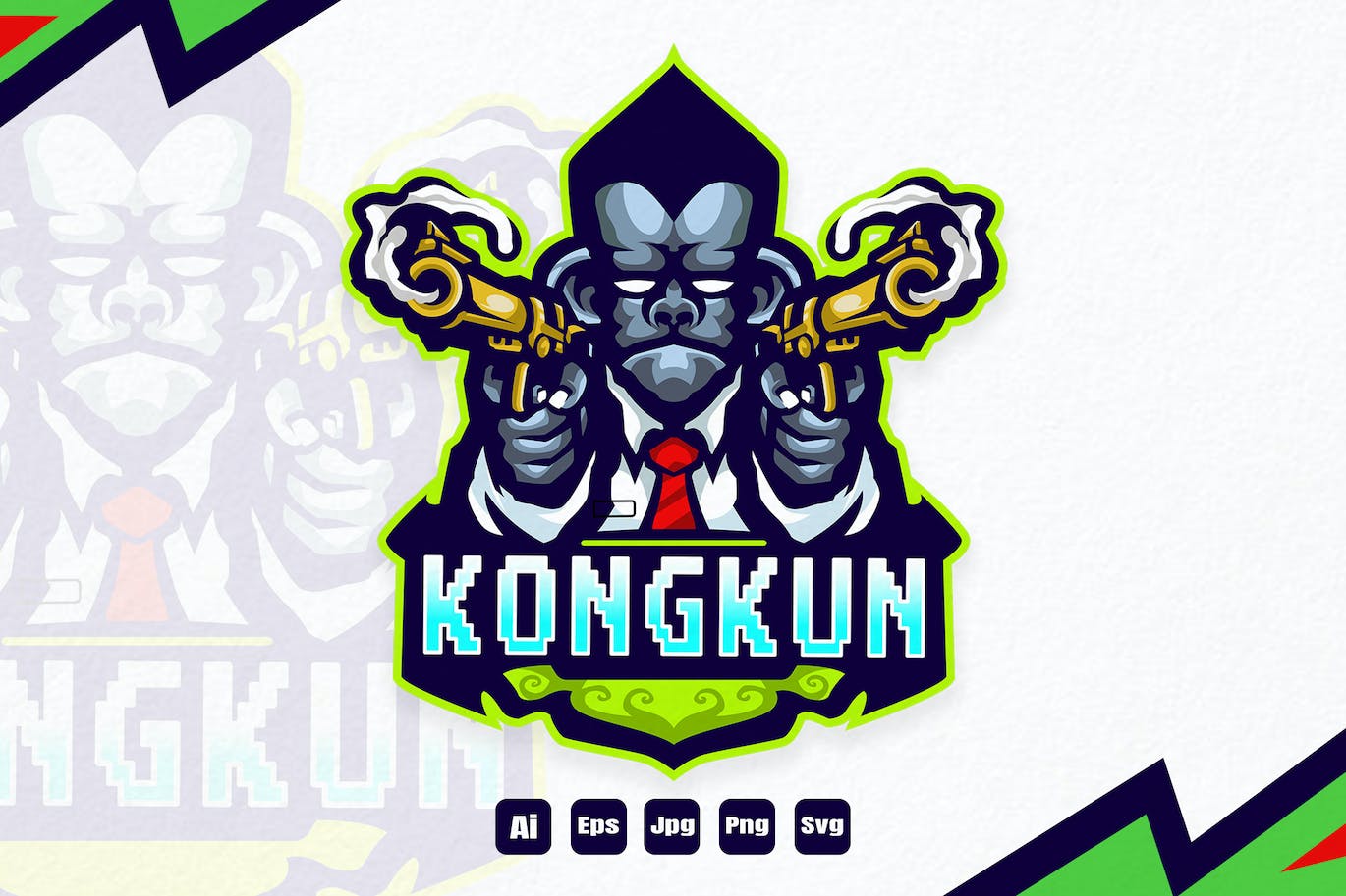 金刚电竞队标志设计模板 Kongkun &#8211; King kong Esport Team Logo