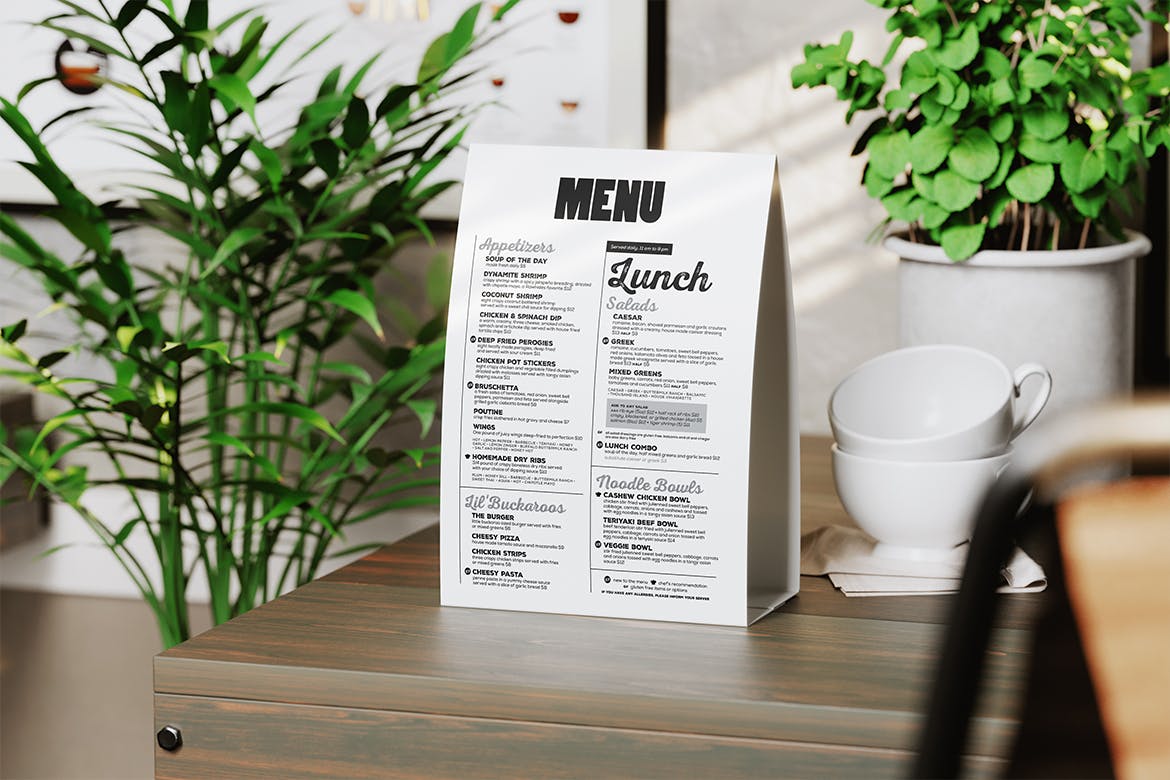 台式菜单设计预览样机 Table Tent Menu Mockup