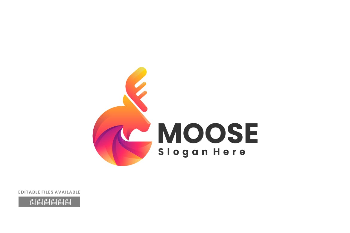 驼鹿渐变彩色Logo设计模板 Moose Gradient Colorful Logo