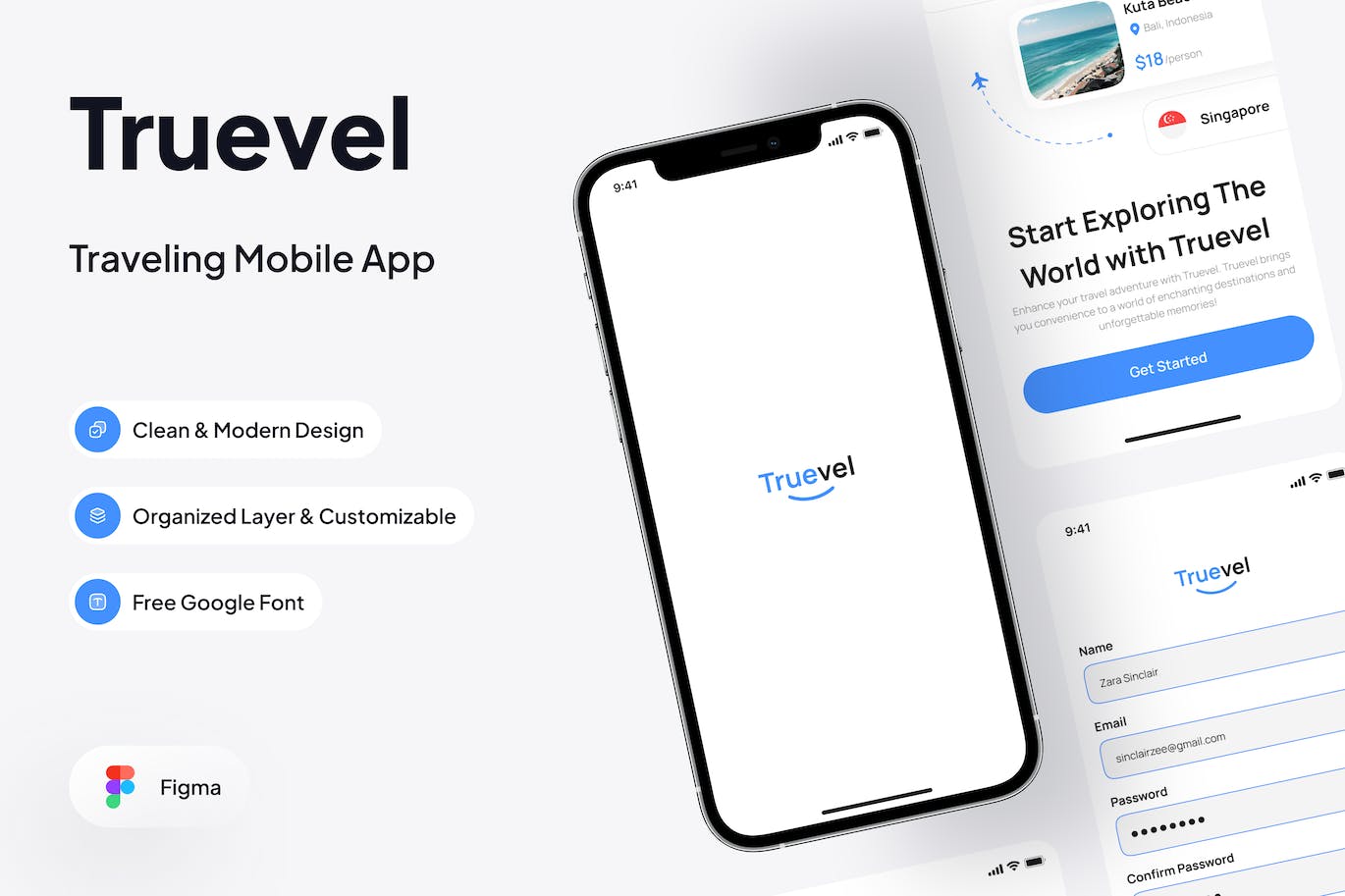 APP登录页面设计模板 Truevel &#8211; Login Page