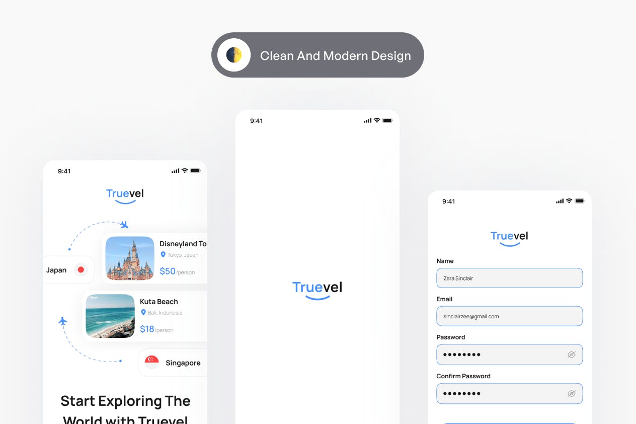 APP登录页面设计模板 Truevel &#8211; Login Page