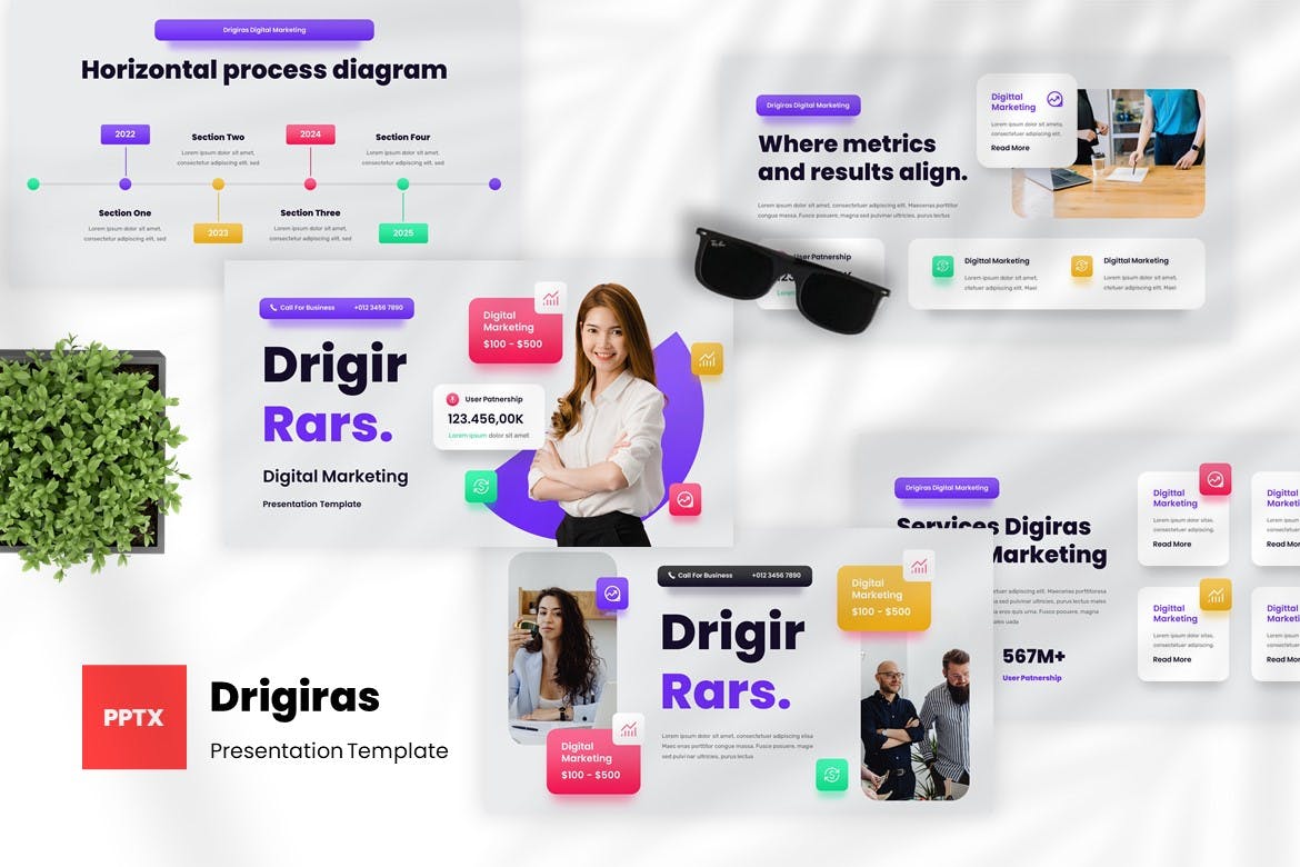 数字营销 Powerpoint 幻灯片模板 Drigiras &#8211; Digital Marketing Powerpoint Template