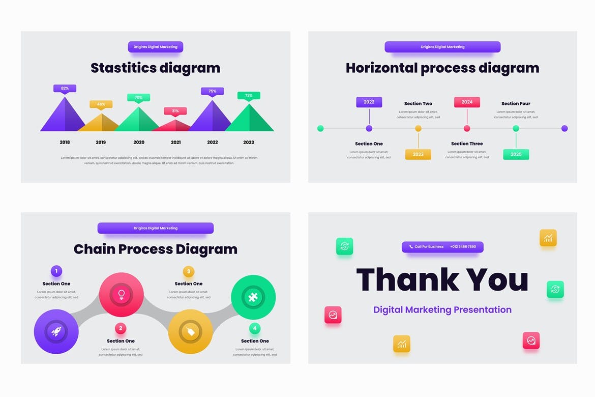 数字营销 Powerpoint 幻灯片模板 Drigiras &#8211; Digital Marketing Powerpoint Template