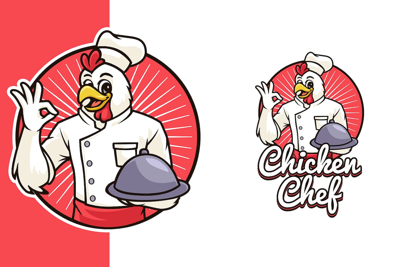 鸡厨师吉祥物标志模板 Chicken Chef Mascot Logo Template