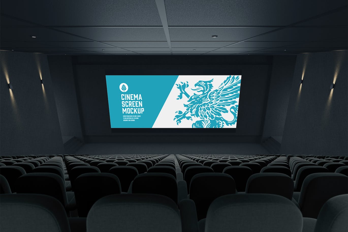 超大电影屏幕设计预览样机 Cinema Screen Mockup