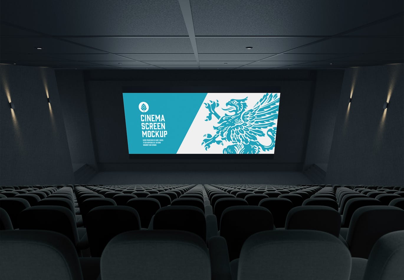 超大电影屏幕设计预览样机 Cinema Screen Mockup