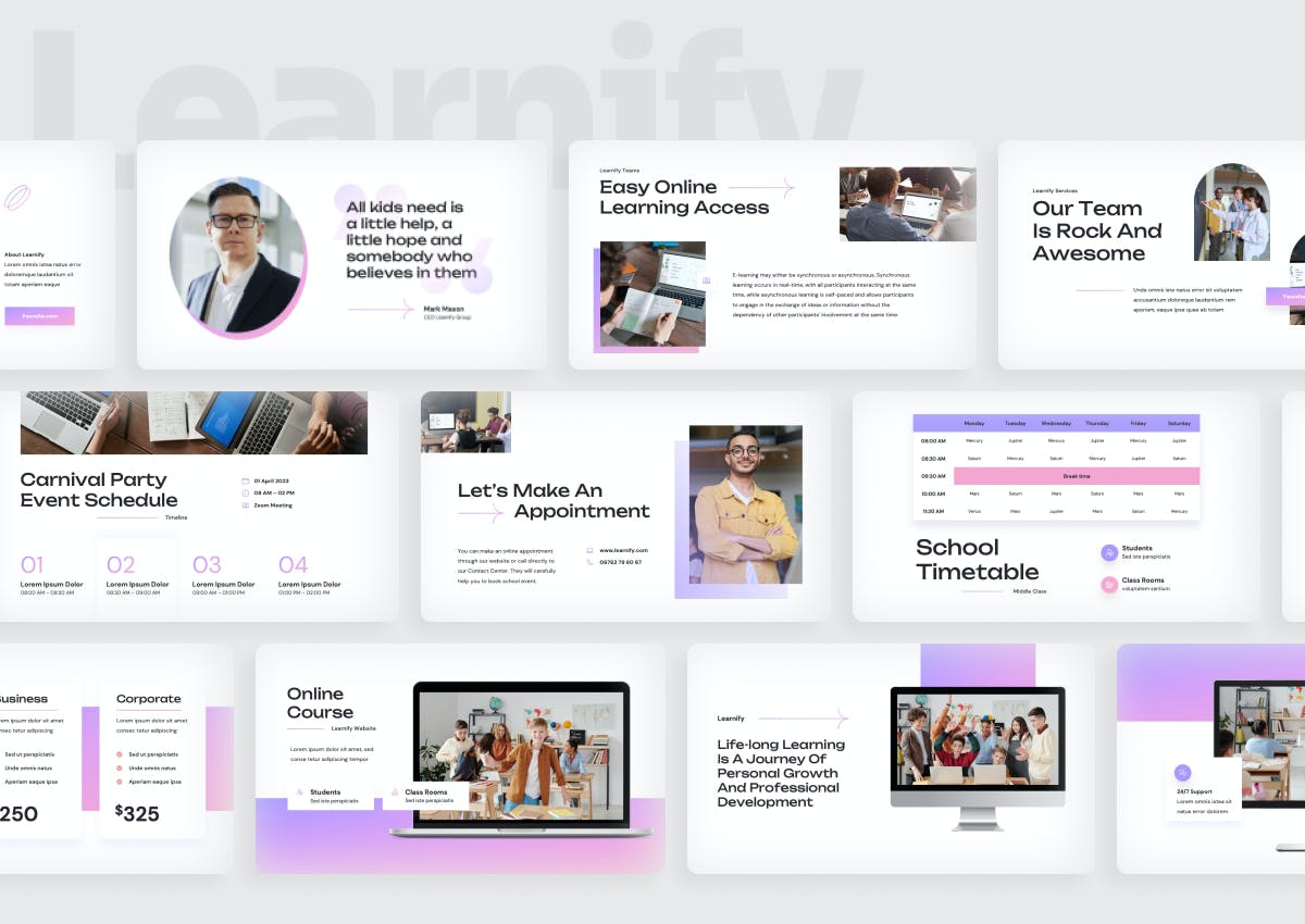 教育培训行业适用的 Google 幻灯片演示 Learnify &#8211; Education Google Slides Presentation