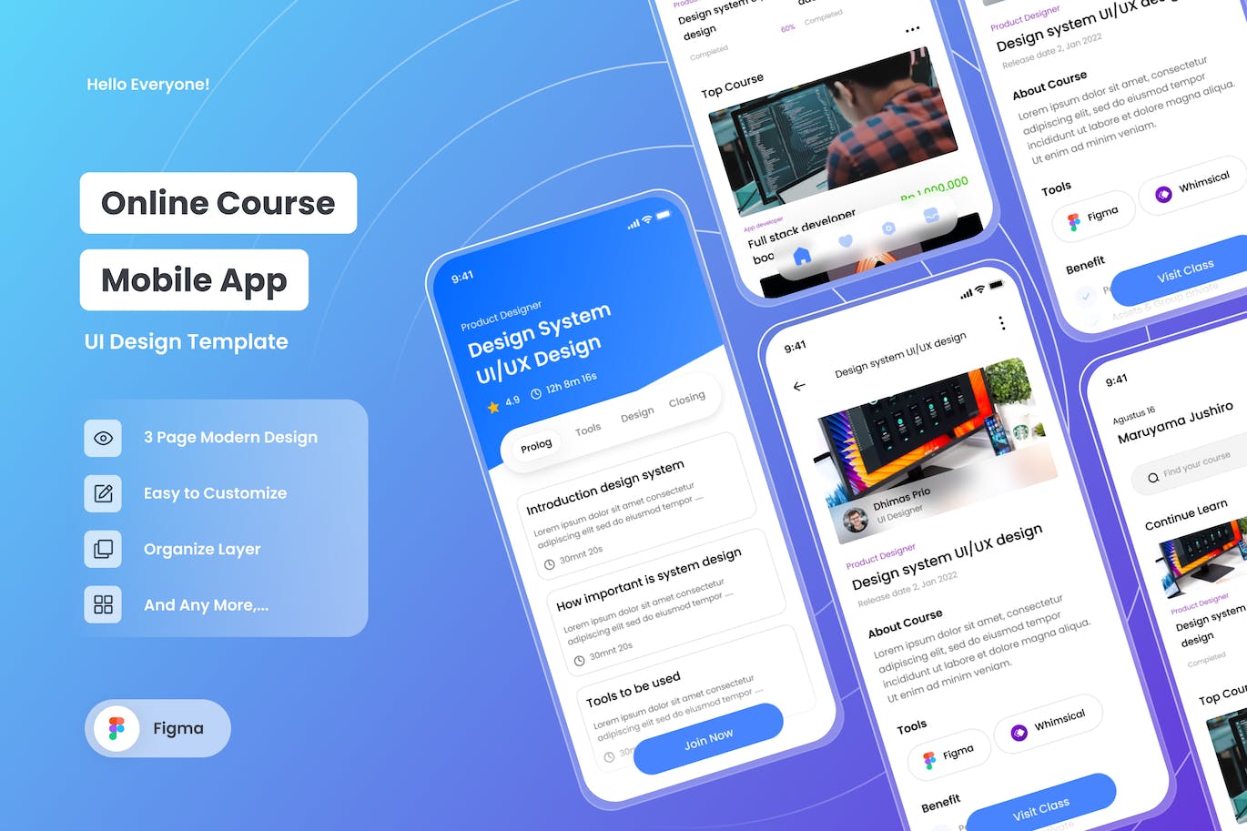 在线课程APP移动应用UI套件 Online Course &#8211; Mobile App UI Kits