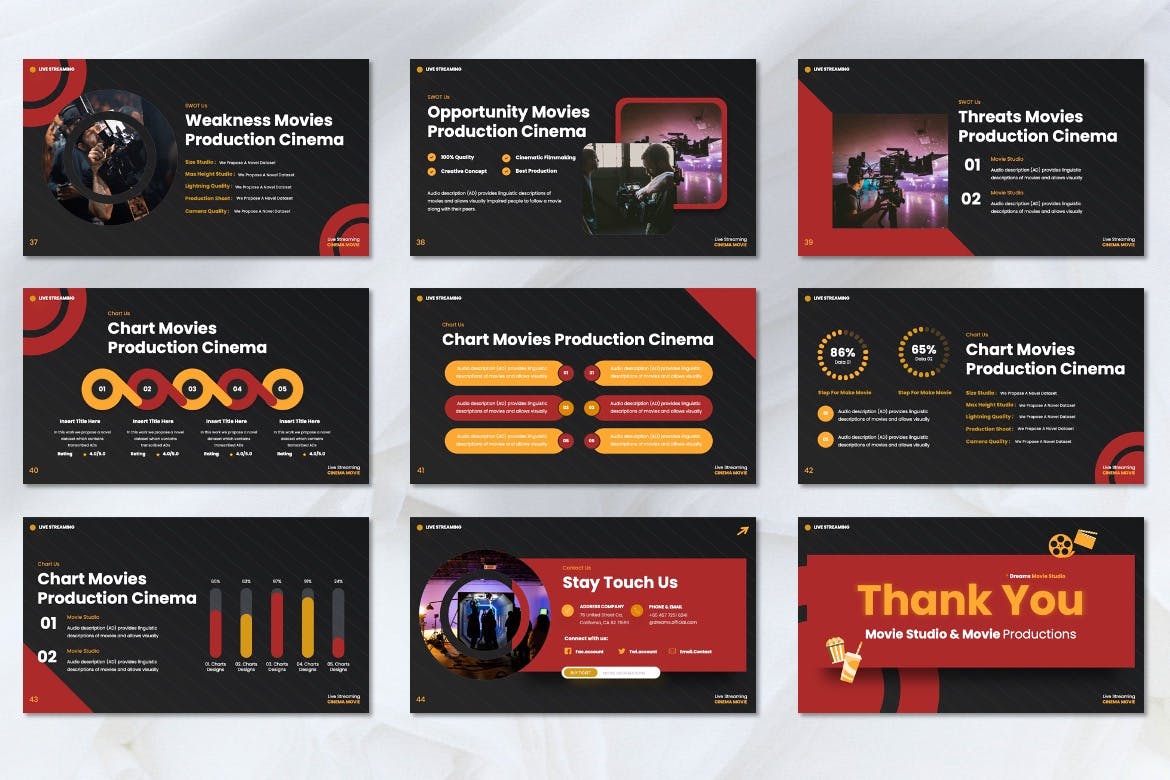 电影工作室 Powerpoint 模板 Dreams &#8211; Movie Studio Powerpoint Template