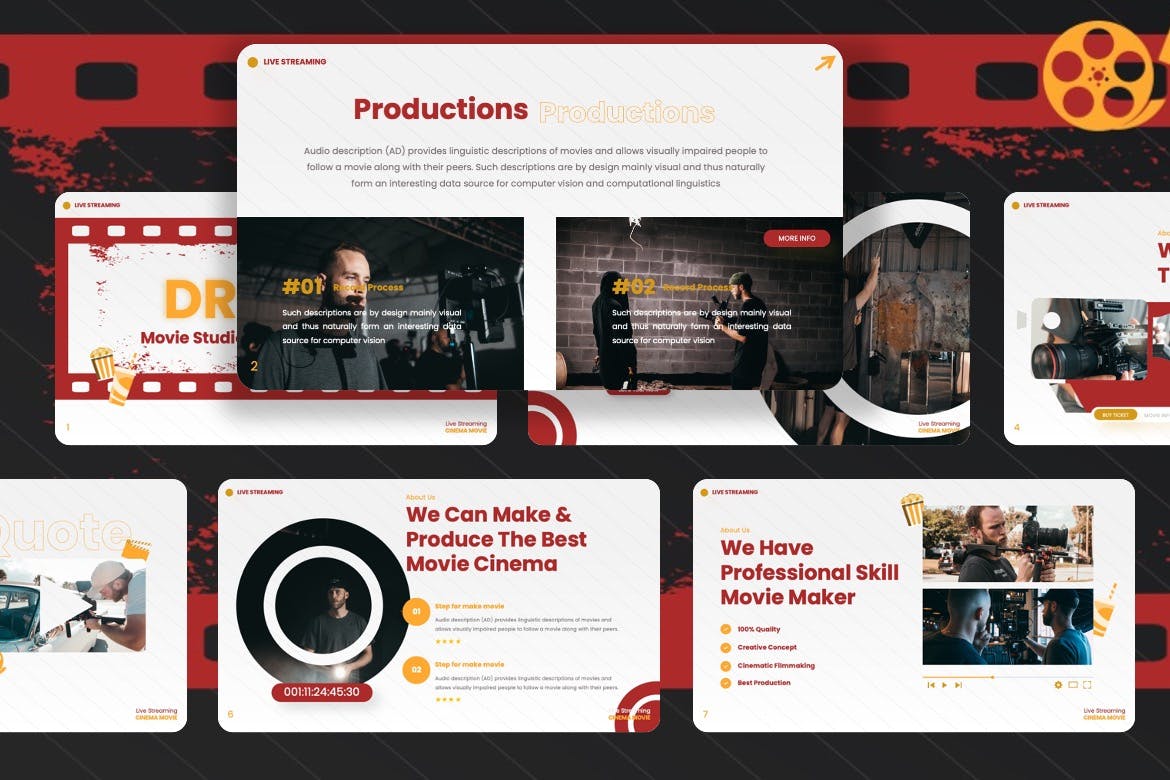 电影工作室 Powerpoint 模板 Dreams &#8211; Movie Studio Powerpoint Template