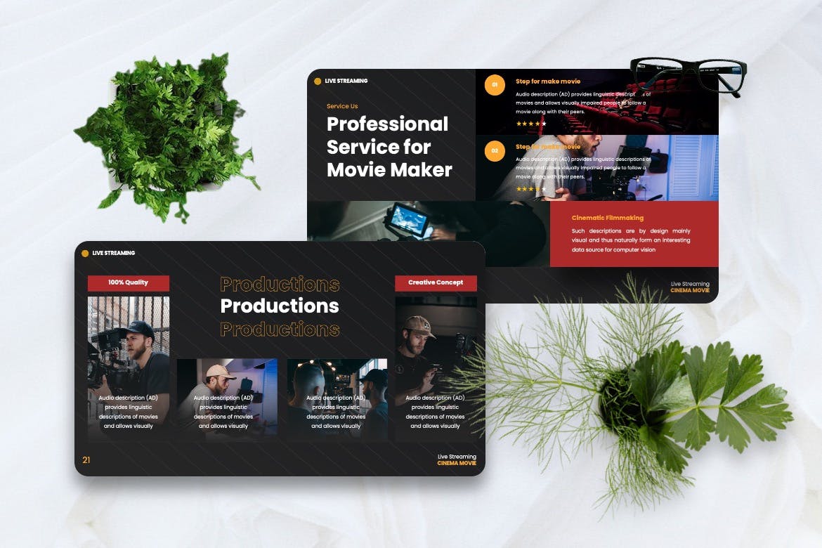 电影工作室 Powerpoint 模板 Dreams &#8211; Movie Studio Powerpoint Template