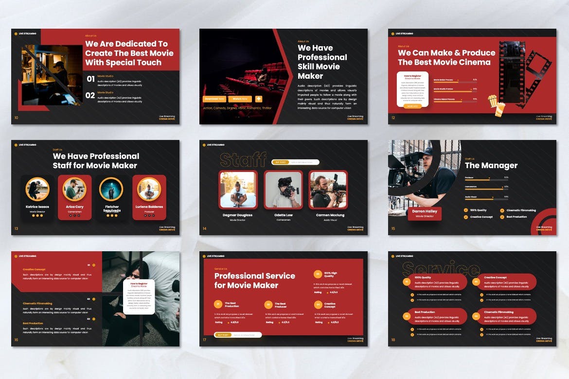 电影工作室 Powerpoint 模板 Dreams &#8211; Movie Studio Powerpoint Template