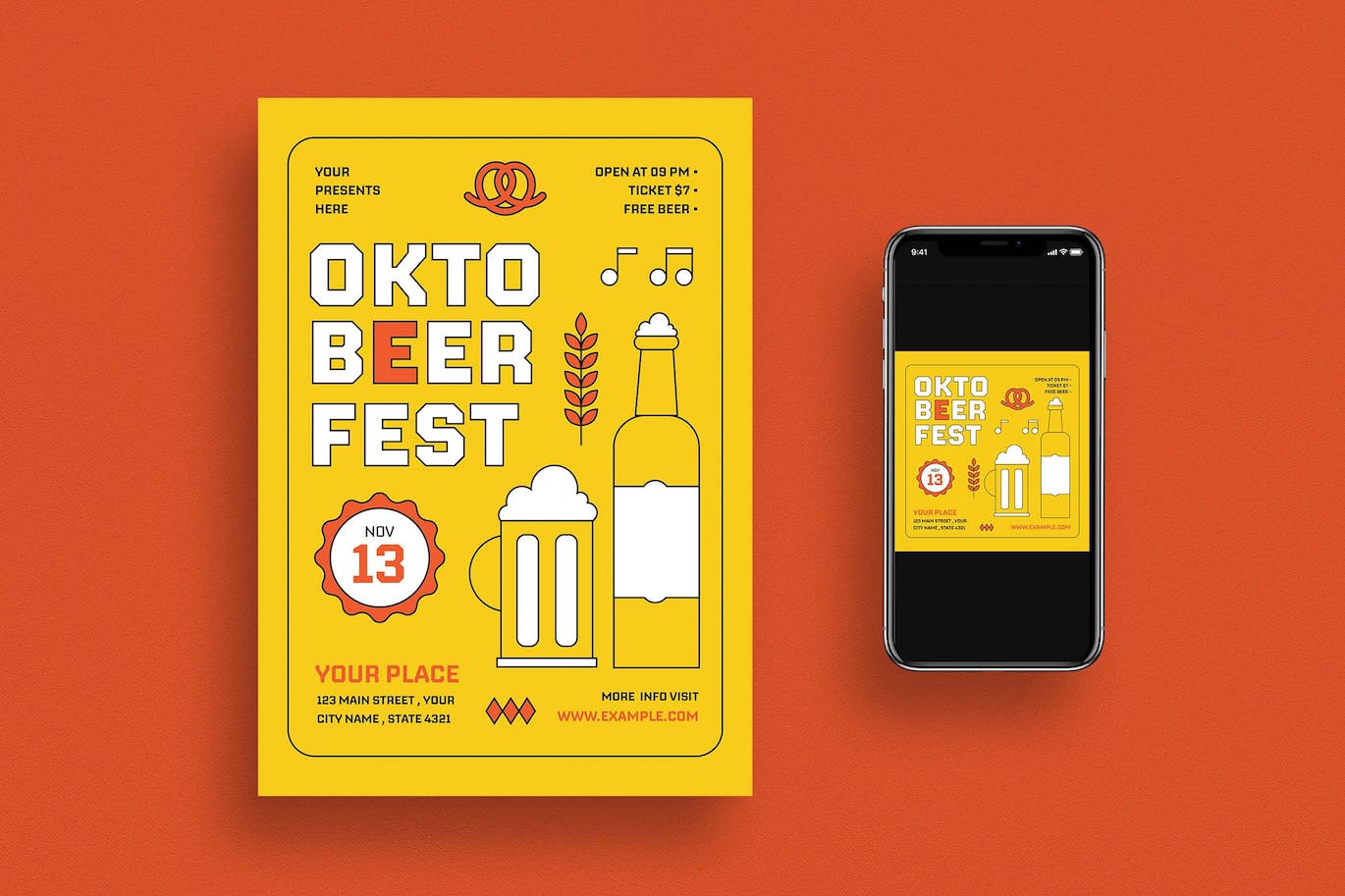 十月节日传单设计模板 Oktober Festival Flyer