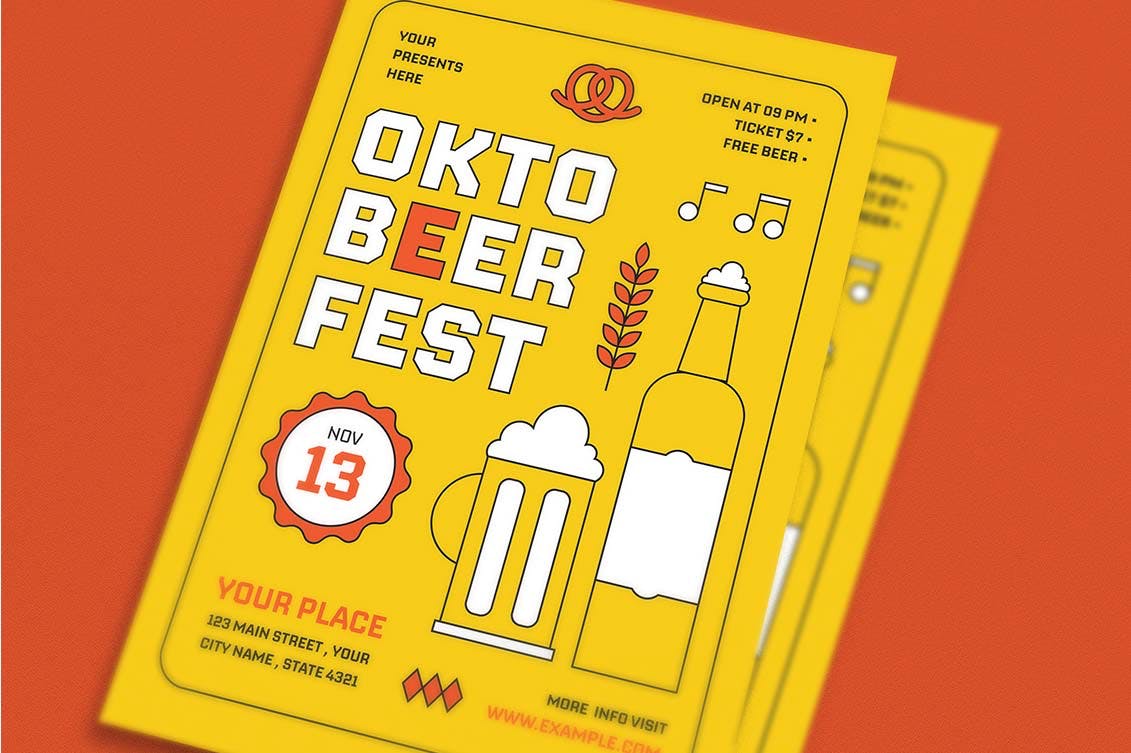 十月节日传单设计模板 Oktober Festival Flyer