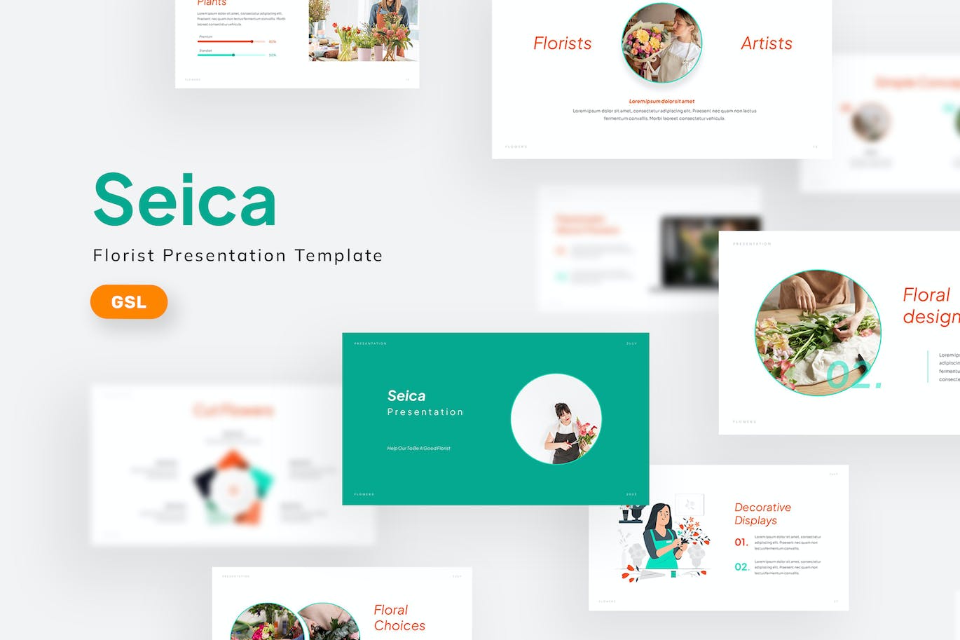 花艺园林主题 Google 幻灯片模板 Seica &#8211; Google Slides Template