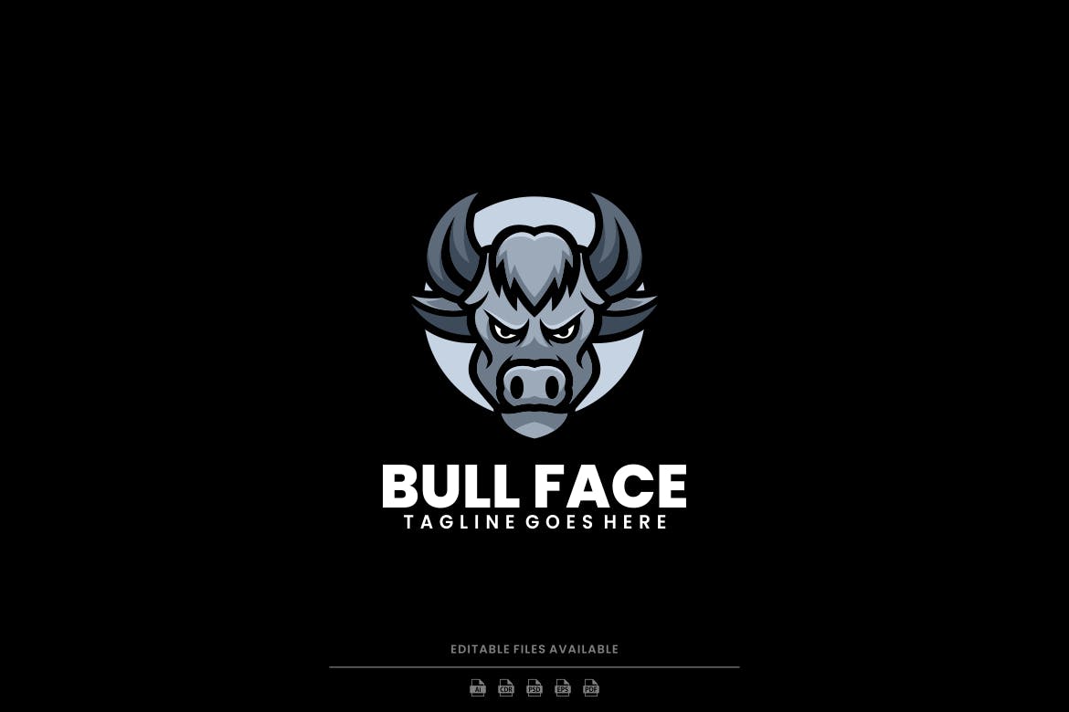 牛魔王吉祥物简单标志模板 Bull Face Simple Mascot Logo