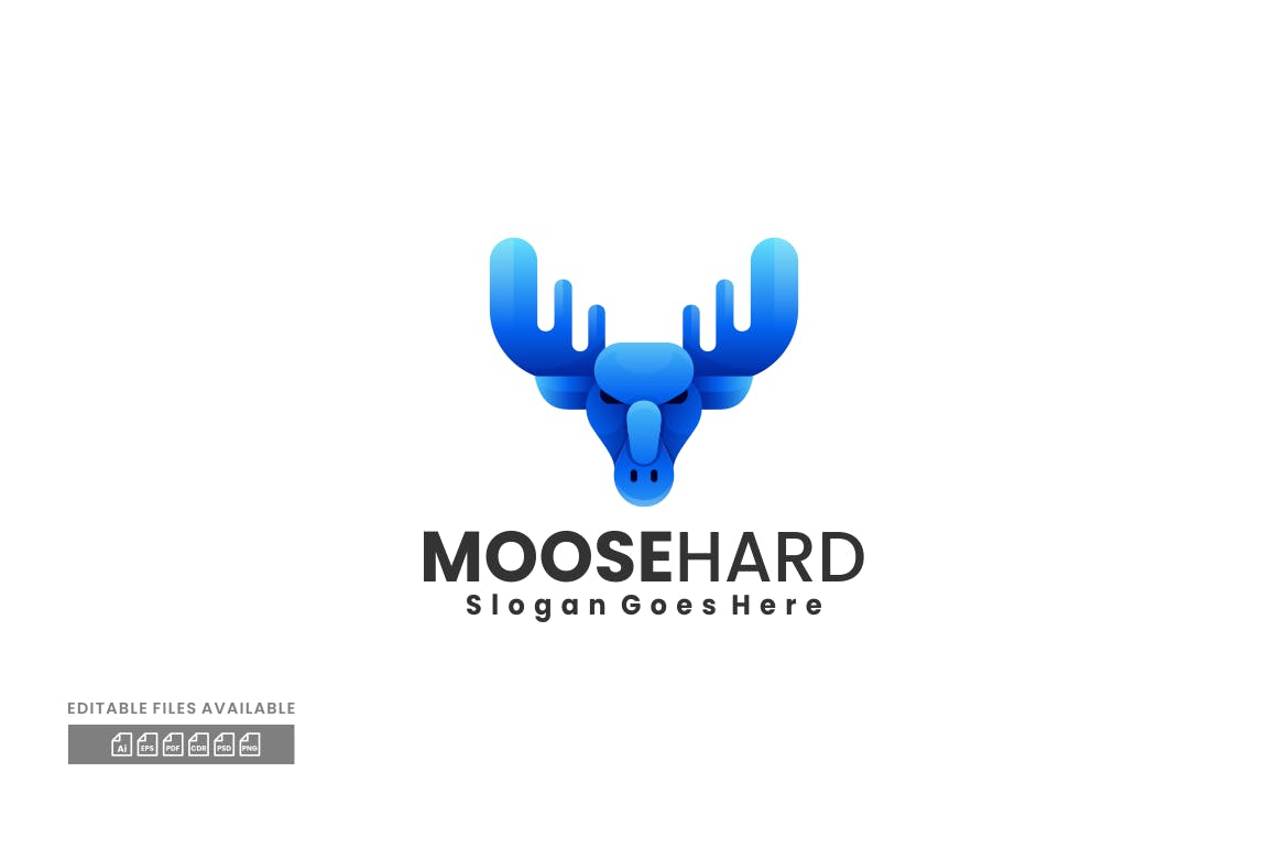 驼鹿渐变彩色标志设计模板 Moose Hard Gradient Colorful Logo