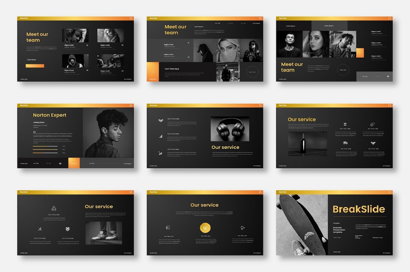 高端深色商业主题 PowerPoint 模板 Norton  – Business PowerPoint Template