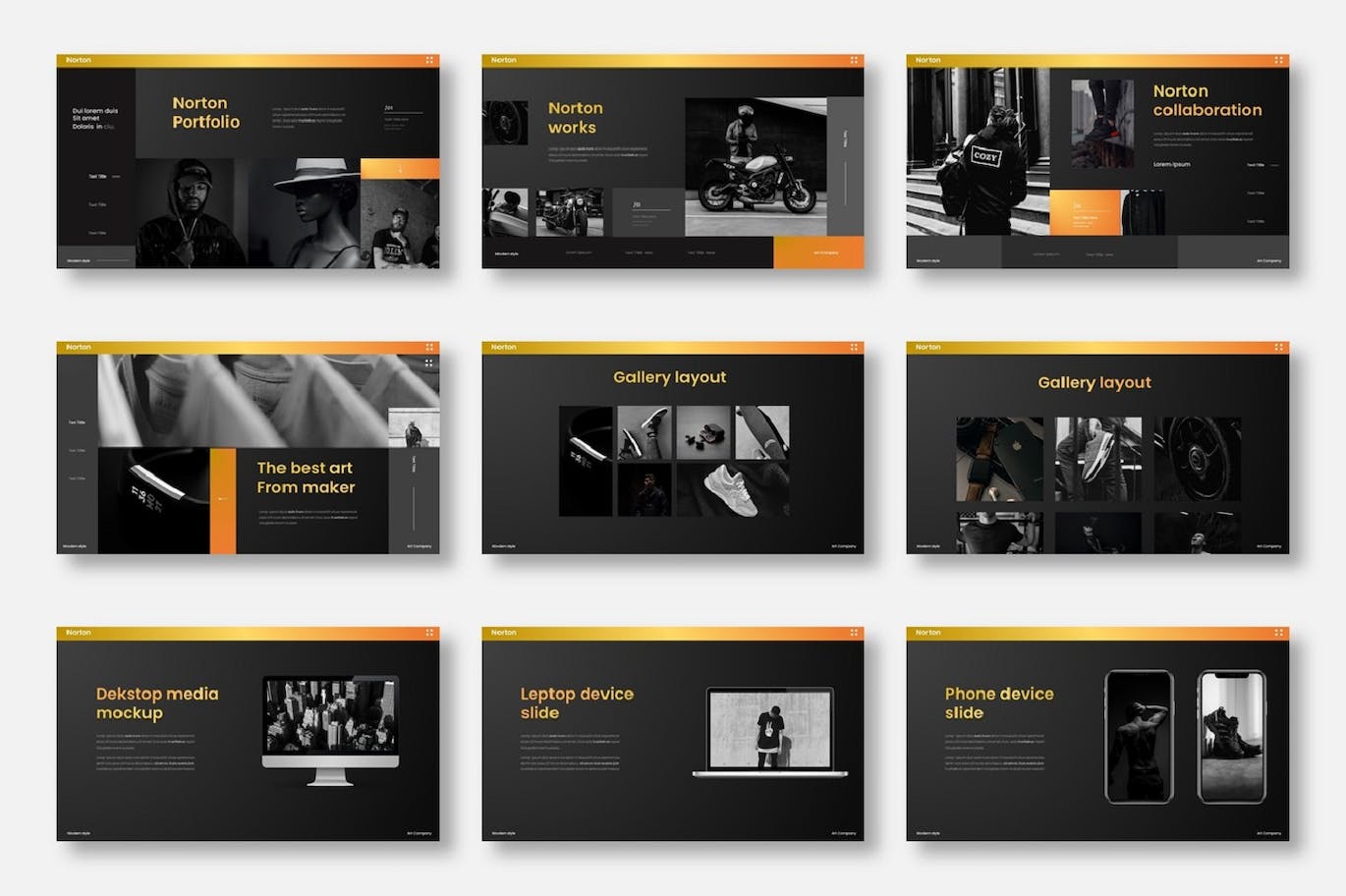 高端深色商业主题 PowerPoint 模板 Norton  – Business PowerPoint Template