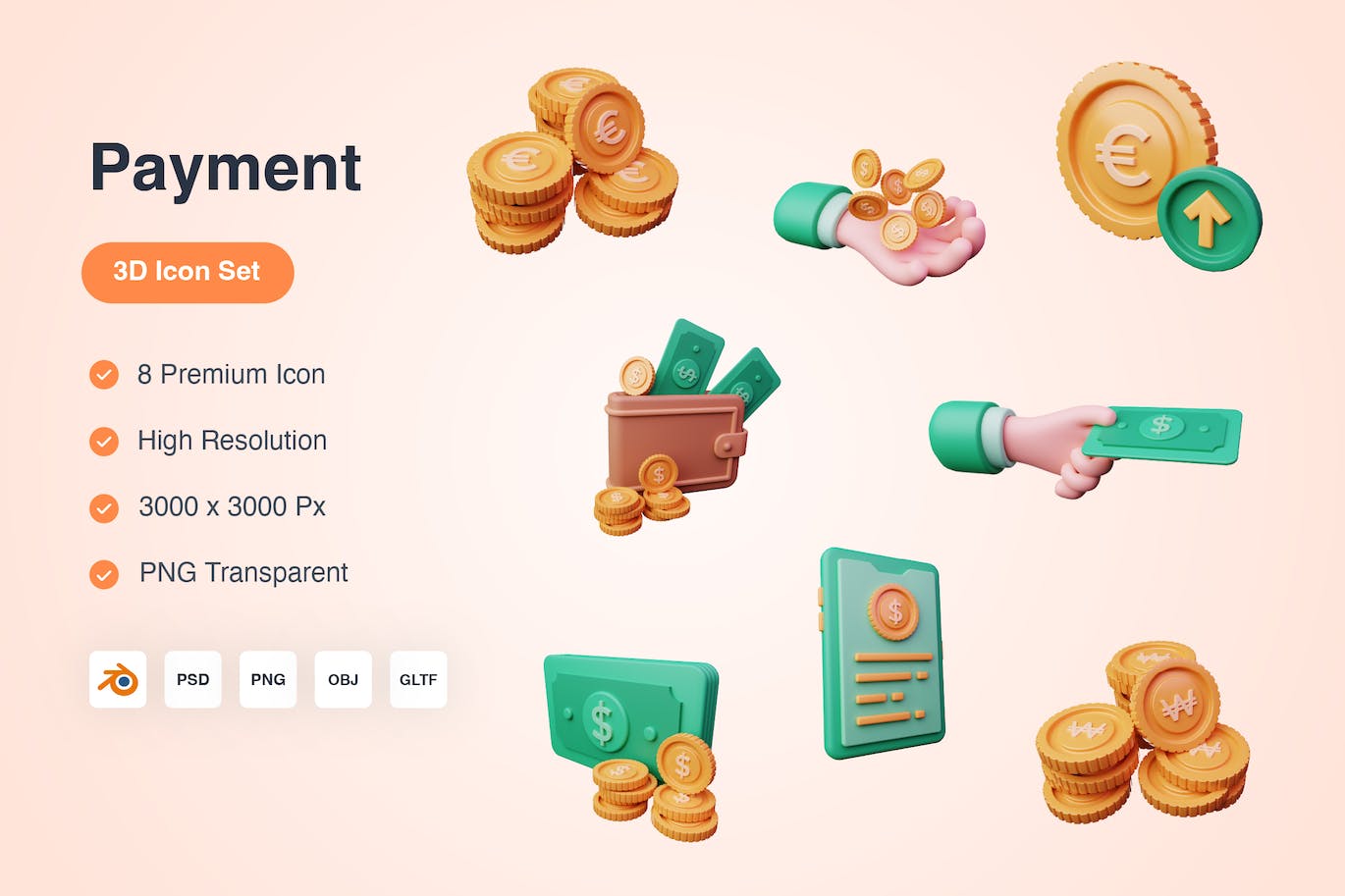 付款支付主题 3D 图标 Payment 3D Icons