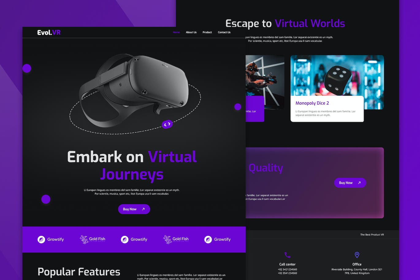 VR 技术/头戴产品网站设计 Figma 模板 Evol.VR Technology Landing Page Figma