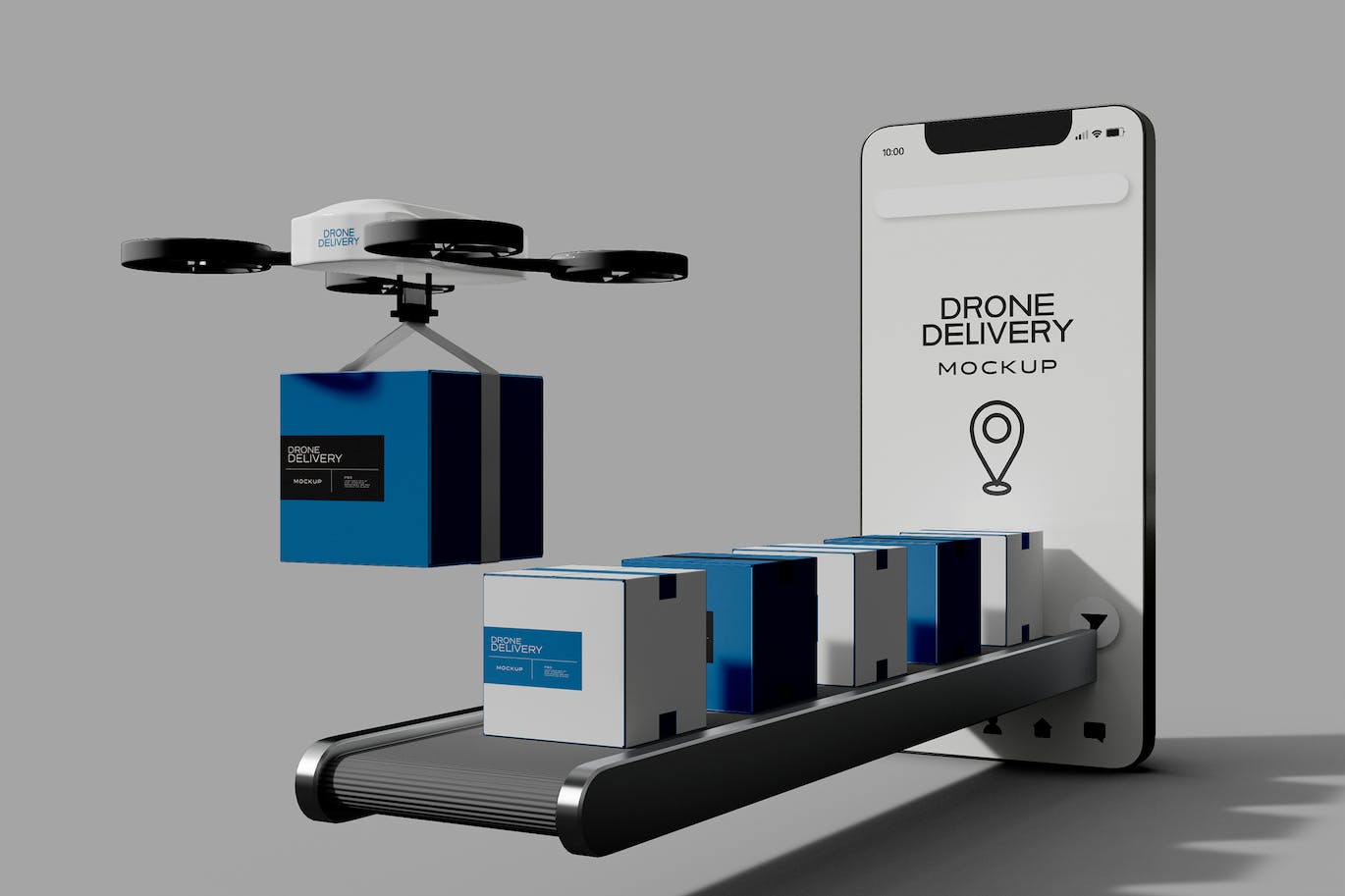 无人机送货场景样机 Delivery Drone Mockup