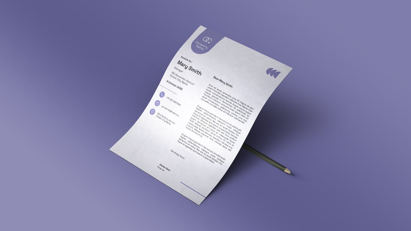 紫色现代信笺/信纸设计模板 003 Purple Modern Letterhead 003